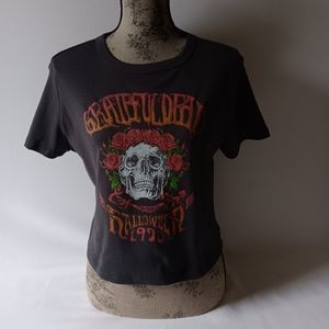 Greatful Dead Halloween 1970 women's black short sleeve cropped t shirt size L
